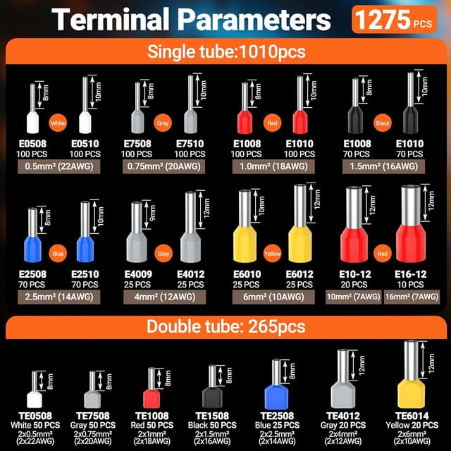 Detalle de Preciva pince à sertir électrique double brayage 0,08–16 mm² (kit avec 1275 embouts et valise)