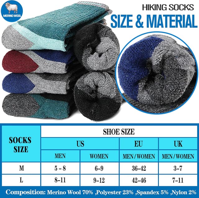 Thumbnail 4 de Merino Wool Hiking Socks 5 Pairs