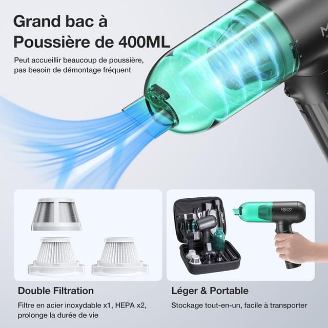 Thumbnail 5 de MECO ELEVERDE 4 en 1 18KPA Aspirateur voiture