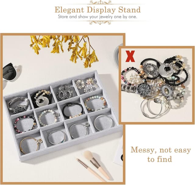 Thumbnail 1 de Emibele Organizador de Joyas con 12 Compartimentos, Gris 💍
