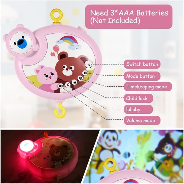 Thumbnail 3 de Aolso Mobile Musical bébé 3‑en‑1 rose