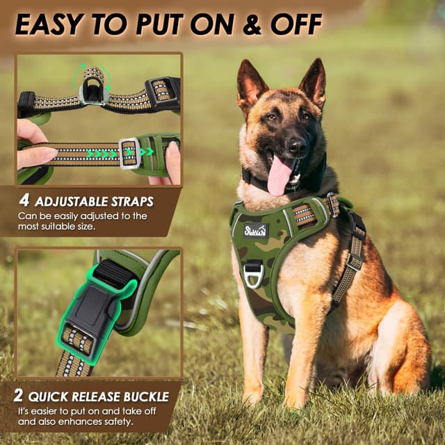 Thumbnail 6 de Eyein Large Dog Anti Pull Harness with 2 Clips, Adjustable Heavy Duty Vest & Reflective Handle