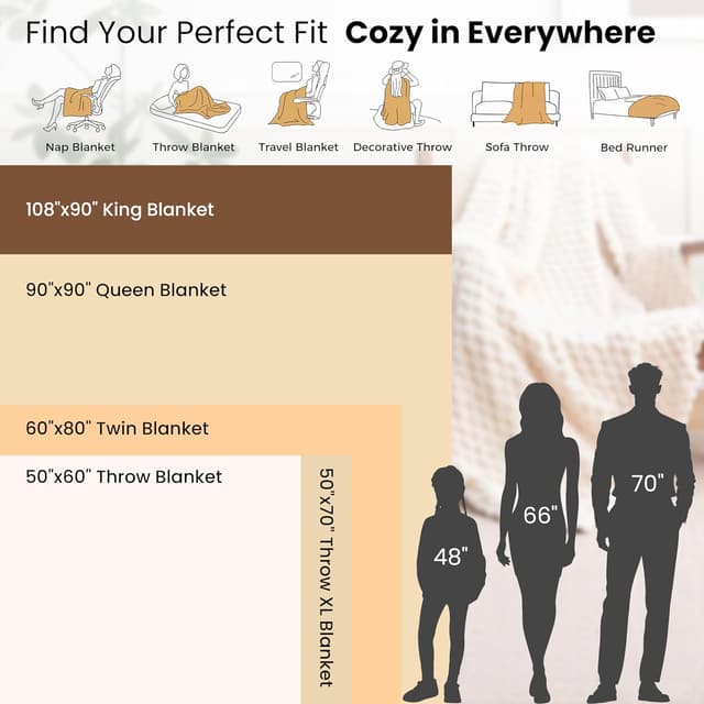 Thumbnail 6 de EXQ Home Queen Size Fleece Blanket (90"×90") in Beige — Turtle Shell Jacquard Throw for Bed or Couch