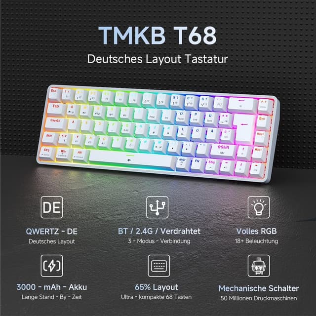Detalle 2 de TMKB T68 Gaming Tastatur 60%