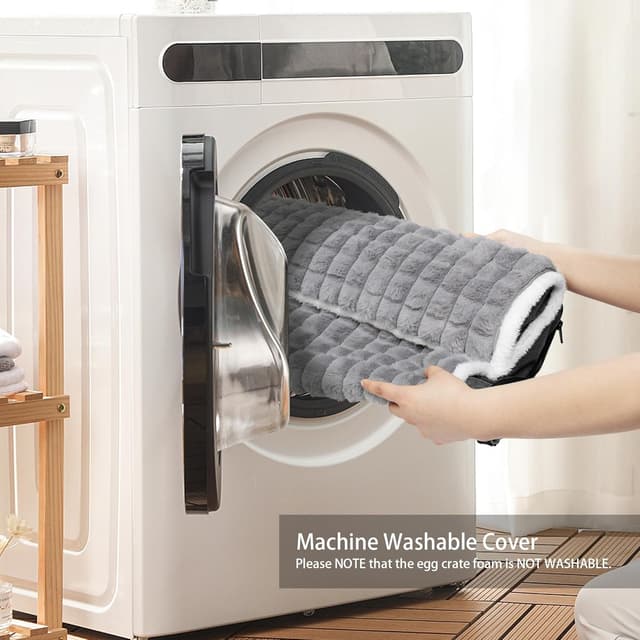 Detalle 2 de Jolibean Orthopedic Jumbo Dog Bed (142x101cm) with Pillow, Waterproof Cover & Non-Slip Base in Grey