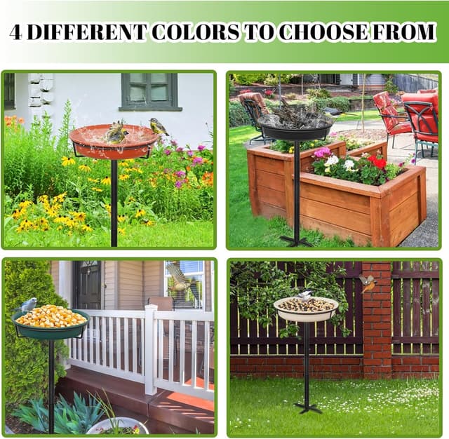 Detalle de Stand-Vogeltränke für den Garten mit Wasserstelle und Frostschutz – Vogelbad, 26,5 cm Schüssel (C)Giyiprpi