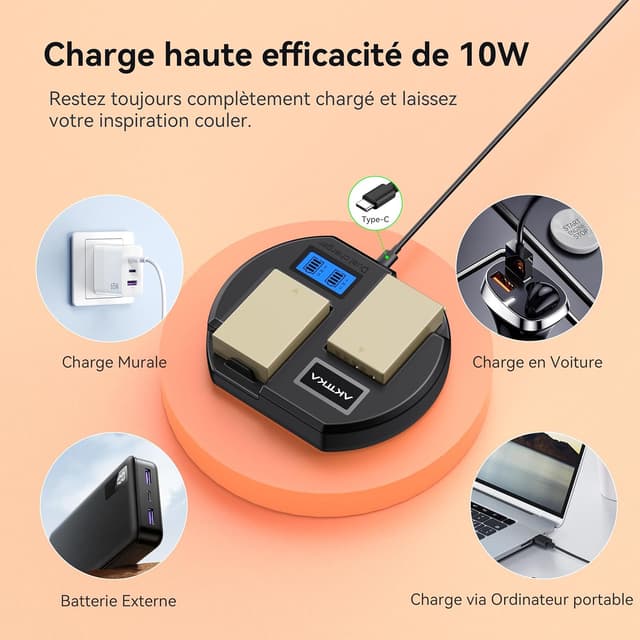 Thumbnail 6 de AKTTKA LP-E17 1500mAh batteries + chargeur USB-C