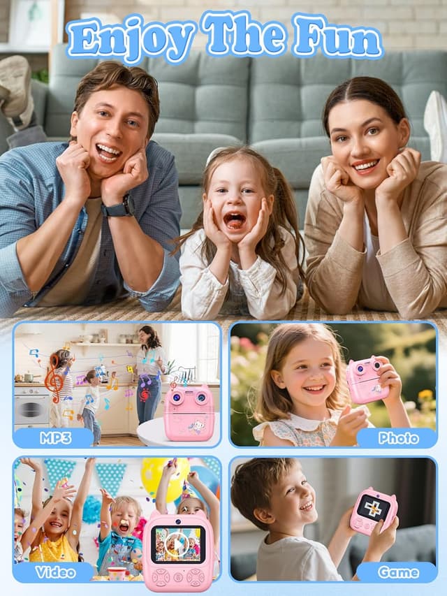 Thumbnail 6 de Macchina Fotografica Bambini Istantanea 48MP Dual Camera con stampa su carta, schermo 2,4” e 32GB (rosa)