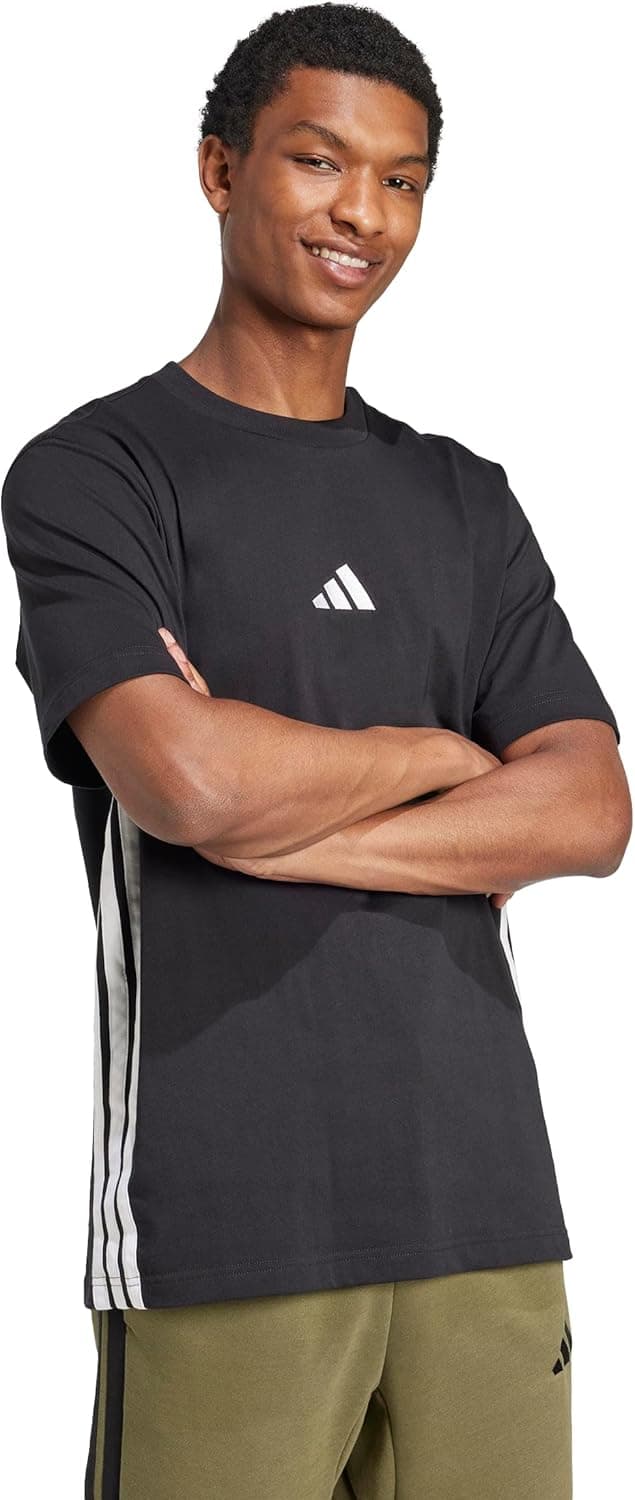 Detalle 2 de adidas Uomo Essential Three Stripes camiseta negra talla M