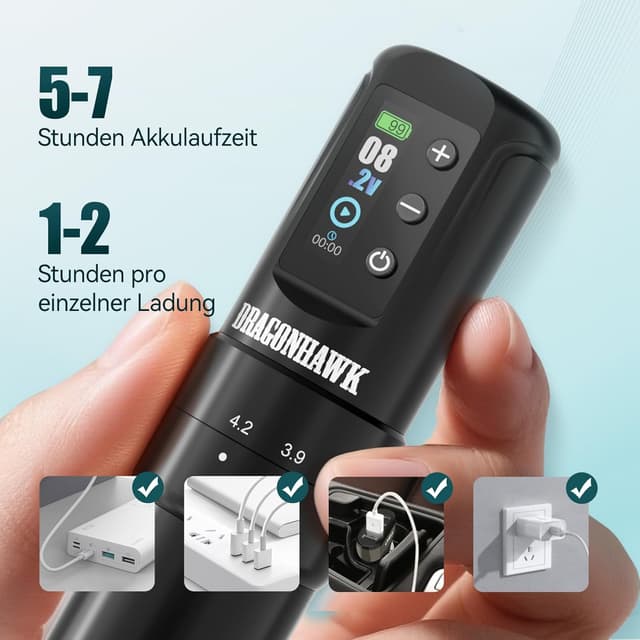 Thumbnail 5 de Dragonhawk Tattoo Maschine Kit 1500mAh