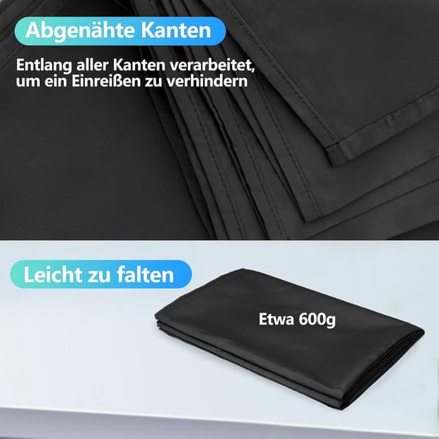 Detalle 2 de JEBUTU Fotohintergrund Schwarz 1,8x2,8 m (6x9ft) – waschbarer Polyester-Backdrop für Foto, Video & Zoom