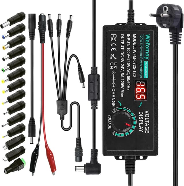 Detalle de 3V-24V 5A 120W Einstellbares Netzadapter 🔌