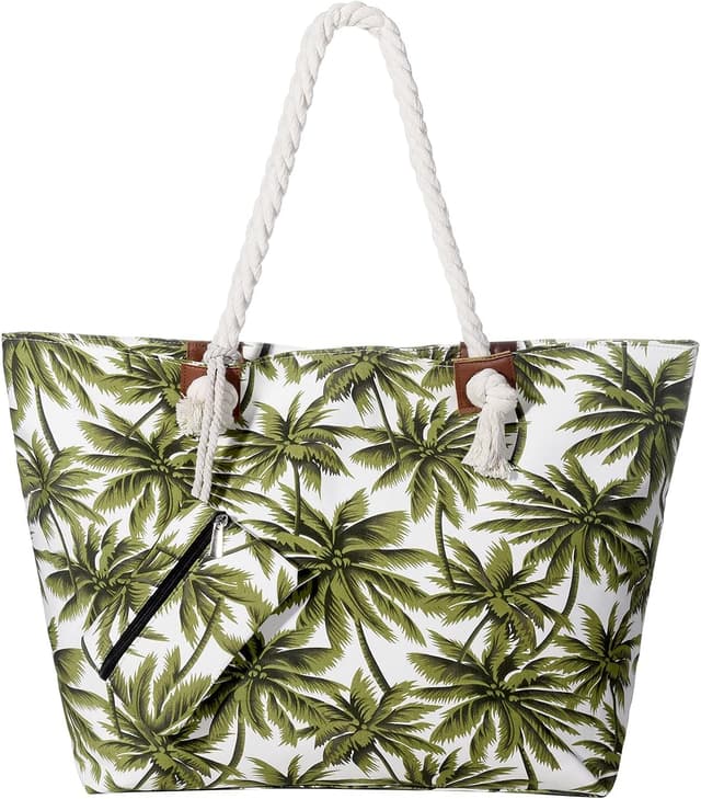 Detalle de MASADA Badetasche XXL Familie Strandtasche mit Reißverschluss, groß – Palmen