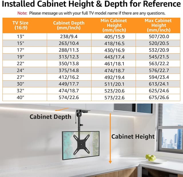 Thumbnail 6 de ELIVED EV3030 flip-down ceiling TV mount 14–42 inch