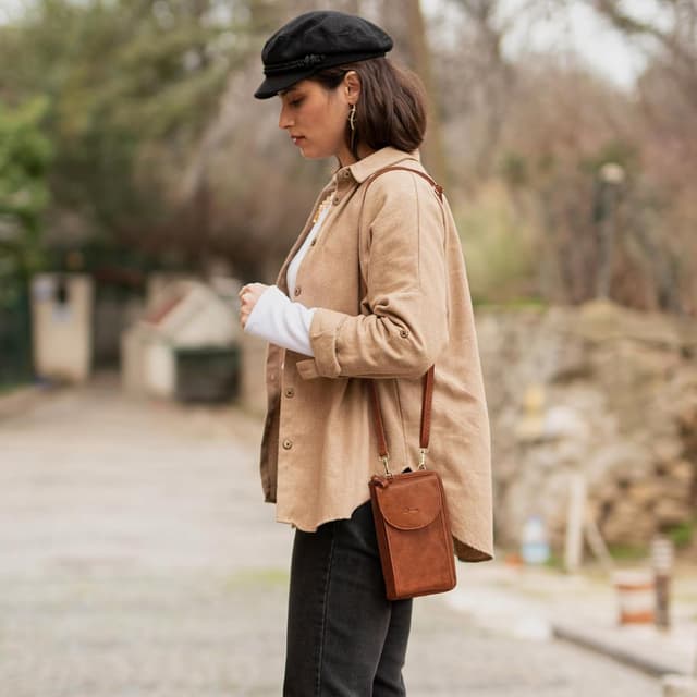 Detalle de S-ZONE PU leather RFID crossbody bag