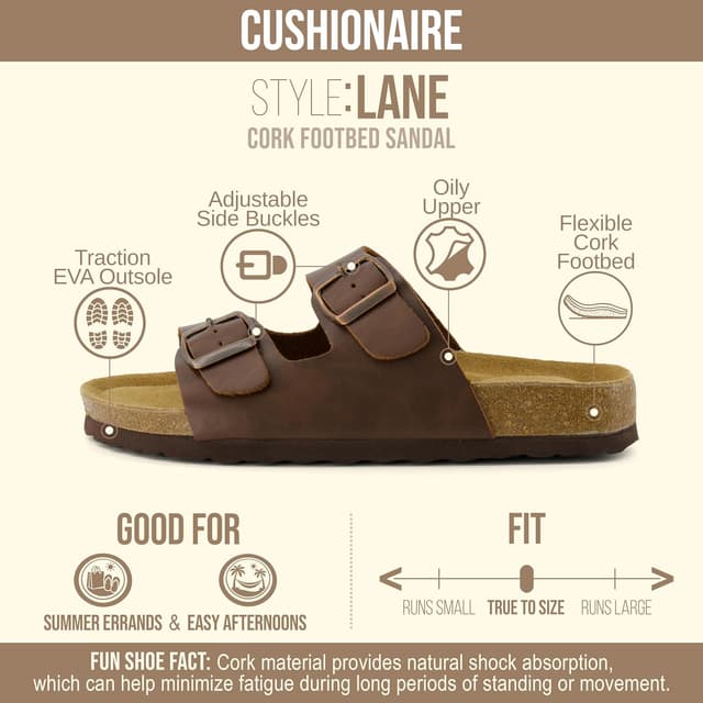 Detalle 2 de CUSHIONAIRE Lane Cork Footbed Sandals with Arch Support 👡