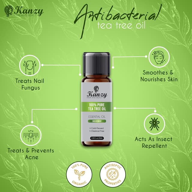 Thumbnail 6 de Kanzy Teebaumöl 10 ml – kaltgepresstes ätherisches Öl für Shampoo, Haut, Nägel und Aromatherapie