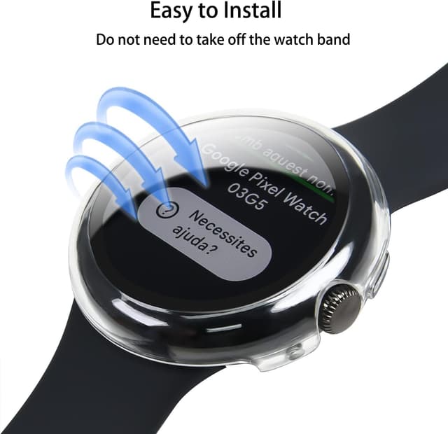 Detalle de Sichy Case with Screen Protector for Google Pixel Watch 3 (45mm) – Clear full-coverage PC cover