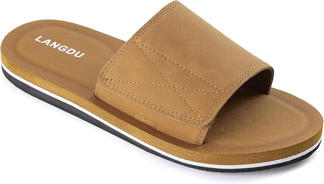 Detalle de LANGDU Claquettes pour hommes en EVA, confort piscine et plage