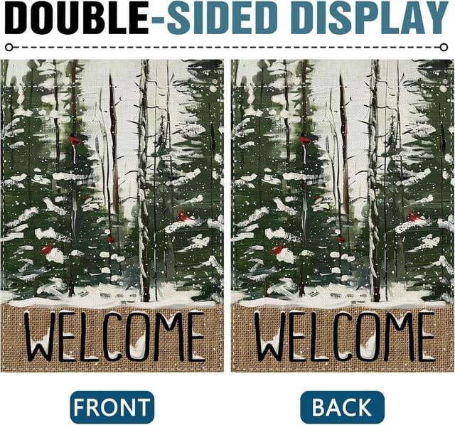 Thumbnail 2 de Dyrenson Welcome Winter Forest 12 x 18 Garden Flag ๐