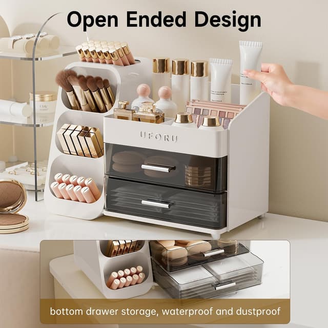 Detalle 2 de UFORU Makeup Organizer 2-drawer Vanity Organizer ๐