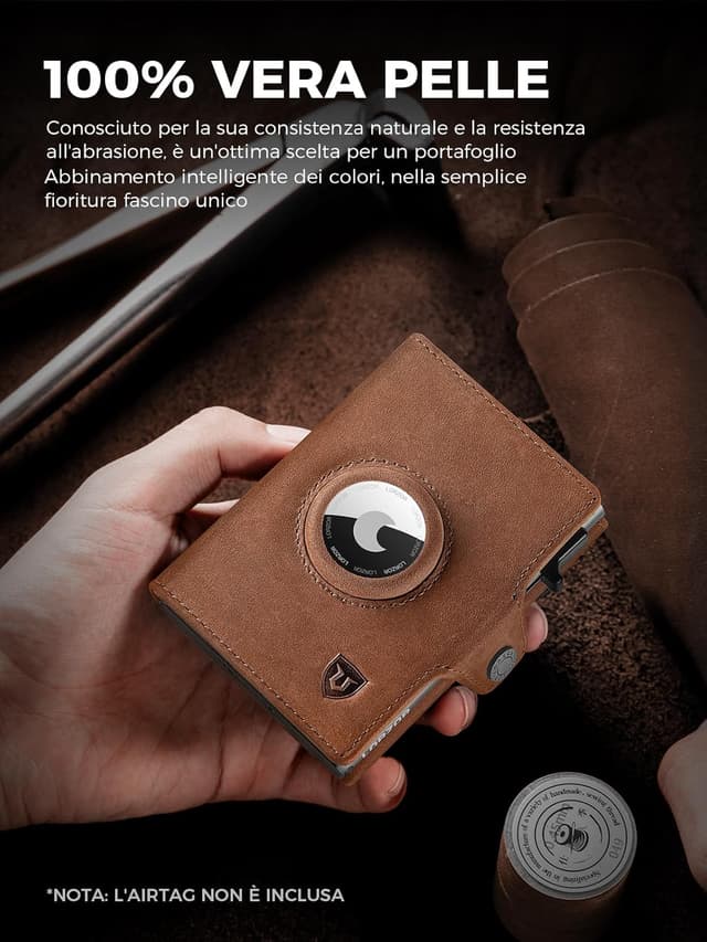 Detalle de LORZOR Portafoglio Airtag Slim 10 carte