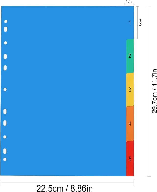 Detalle de ROSSHINE 1–5 Part A4 File Dividers (16-Pack) – Plastic Index Dividers for Ring & Lever Arch Folders