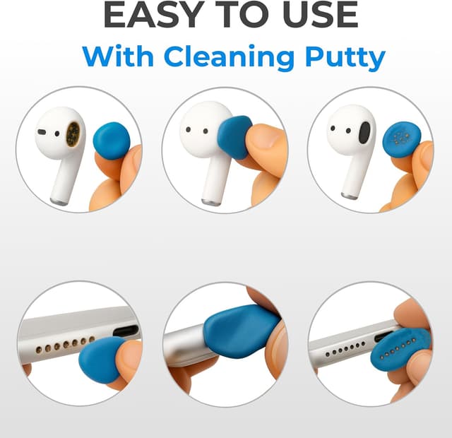 Detalle de Earbud Cleaner Kit with Pro Cleaning Tool (Light Blue) — Compact putty + detailing tool for earbuds and phone charging ports