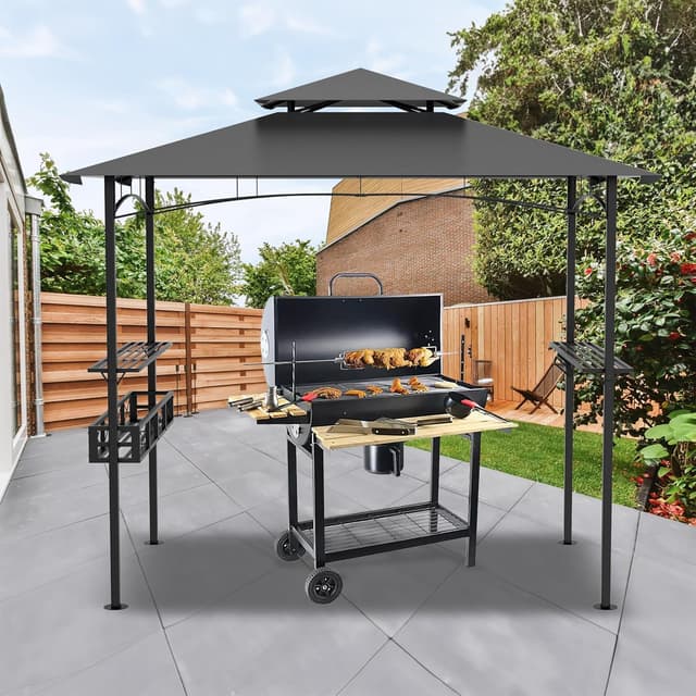 Thumbnail 6 de Gazebo da giardino impermeabile con tetto a doppio strato 245 x 153 x 250 cm, grigio