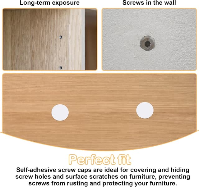 Detalle 2 de 290 Pezzi Coprivite Bianco autoadesivi per mobili: tappi rotondi 12/15/21 mm