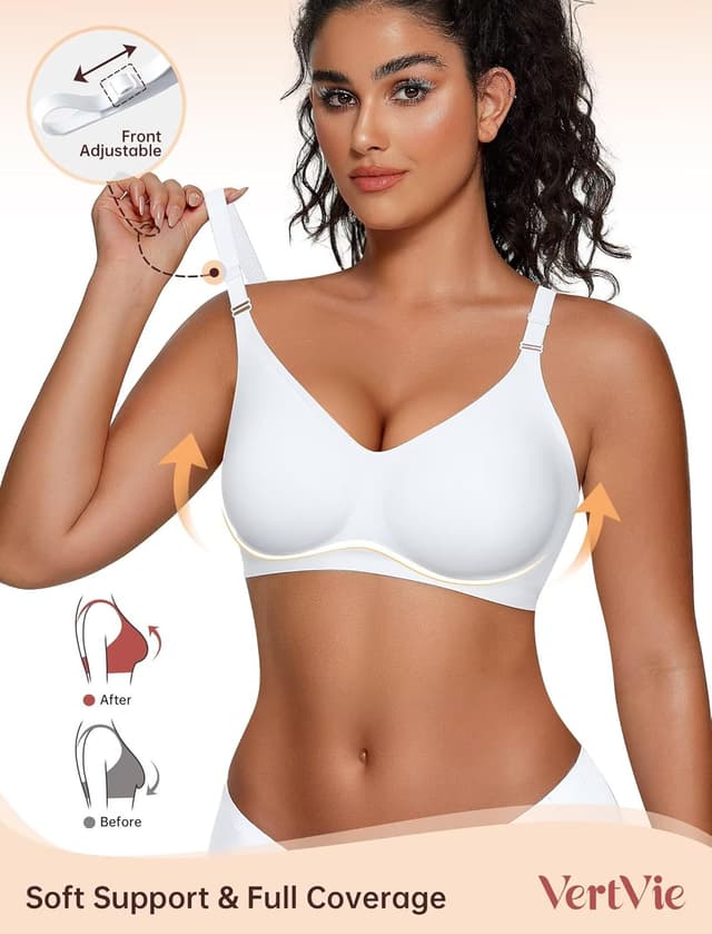 Detalle 2 de Vertvie Wireless Jelly Bra (No Underwire) Seamless Push Up Support Bralette, Regular & Plus Size