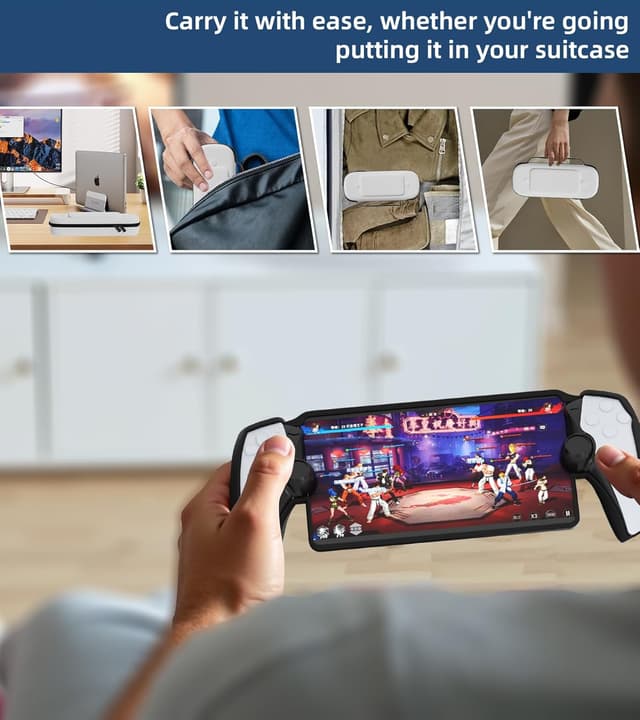Detalle de QUAGGY 3-in-1 Accessoris Kit for PlayStation Portal – EVA carry case with silicone cover, stand, and screen protectors