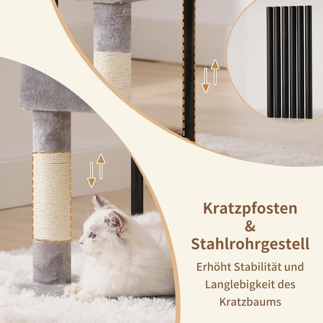 Detalle de Heybly Kratzbaum HCT200SW – 125 cm kleiner Katzenbaum mit Höhle, Plattformen und Sisal