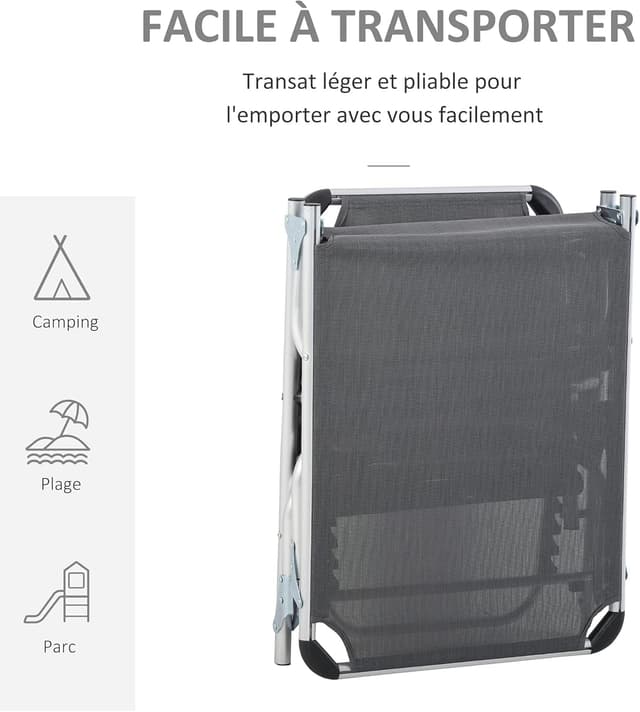 Detalle 1 de Outsunny Chaise longue pliable 165x60x76 cm