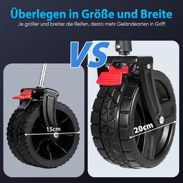 Detalle de Sekey XXL Plus Bollerwagen faltbar mit Bremsen, All-Terrain XXL-Reifen und 200 l Ladevolumen (4011) – Anthrazit