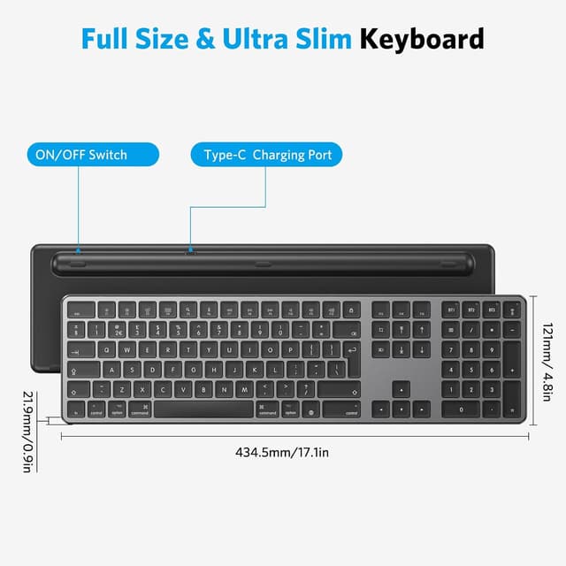 Thumbnail 4 de OMOTON Wireless Bluetooth Keyboard for Mac 3‑device support