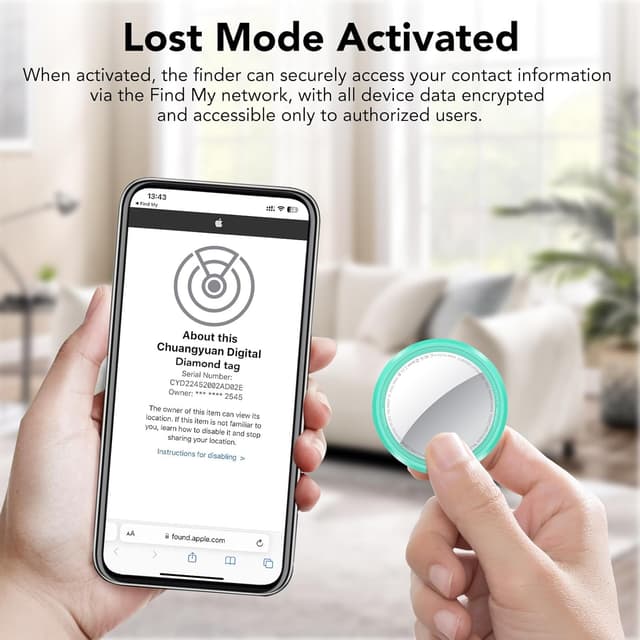 Detalle de QCOQ Apple MFi-certified Air Tracker Tags (iOS Only) – 4 Pack, Bluetooth 5.3, mint cyan