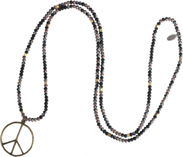 Detalle de KELITCH Classic Peace Anhänger Halskette mit Hämatit-Perlen und Peace-Symbol