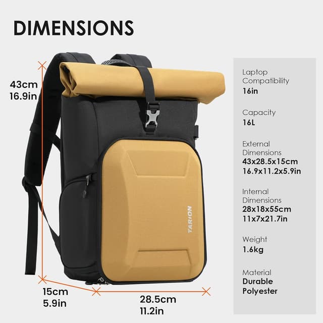 Thumbnail 6 de TARION Zaino Fotografico Rolltop 16 L