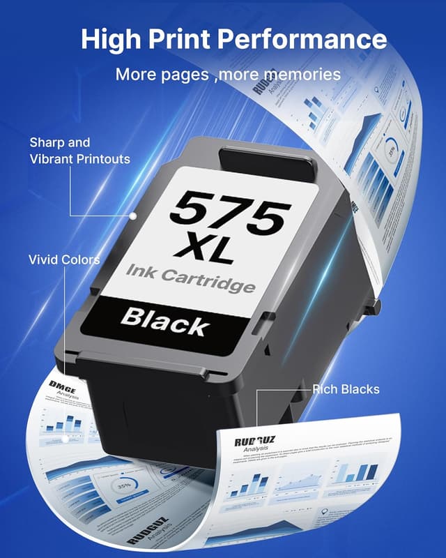 Detalle 2 de RUDGUZ Druckerpatronen 575 XL PG-575XL 575XL Black (kompatibel) – 2er-Pack für Canon Pixma