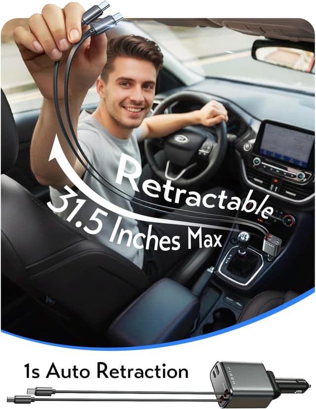 Detalle 2 de LISEN Retractable 69W Car Charger for iPhone