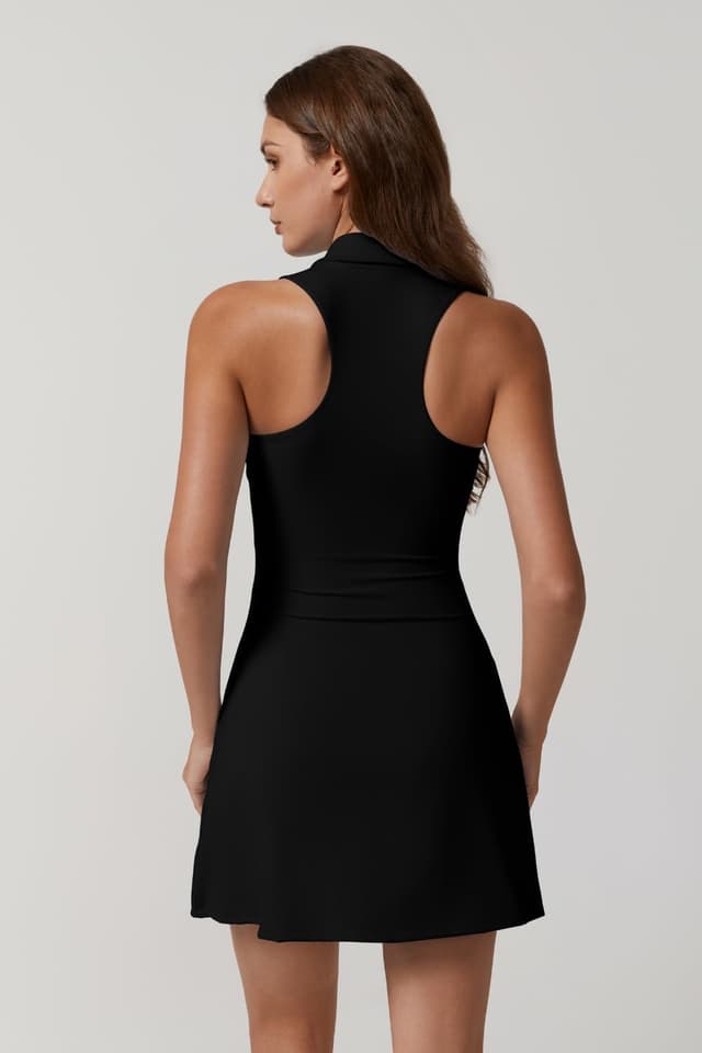 Detalle 2 de QINSEN Womens Zip Front Tennis Dress with Pockets