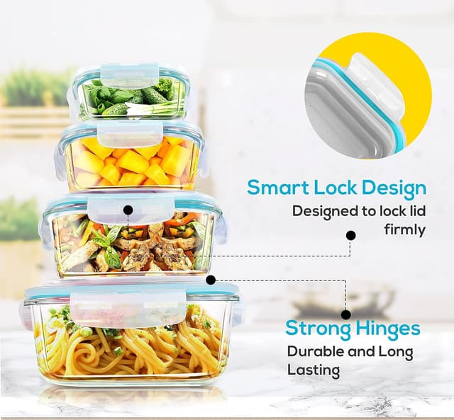 Detalle 2 de KICHLY Recipientes de vidrio para alimentos 12 piezas