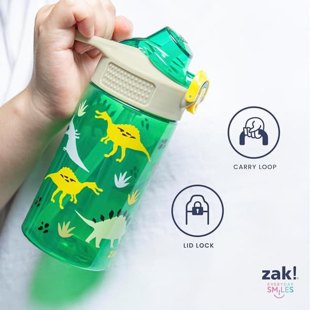 Detalle de Zak Designs Minecraft Sage 25oz Water Bottle (Leak-Proof, Straw, Handle, Spout Cover) — Pop-Up Spout Cover (Creeper)