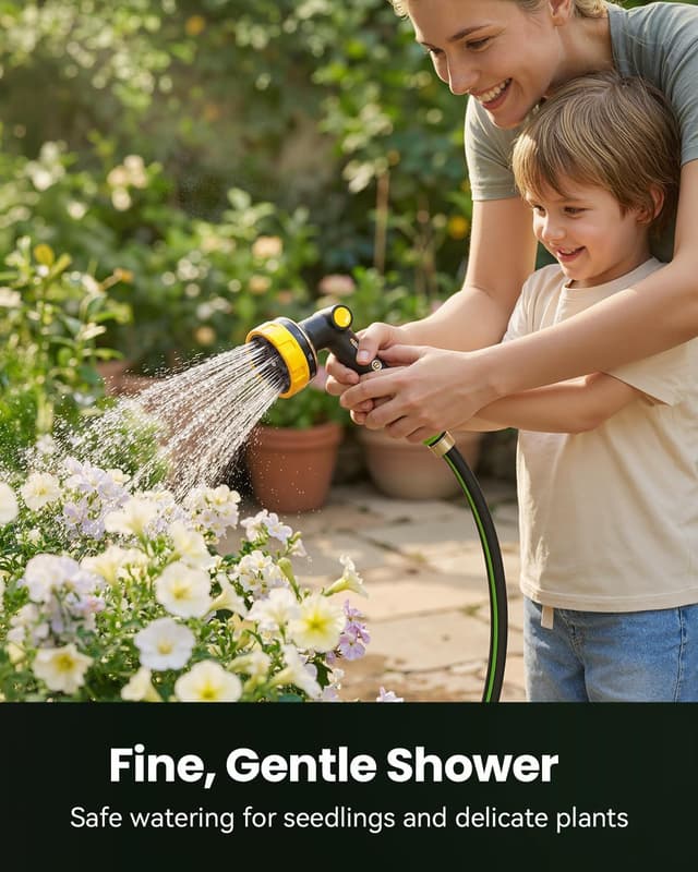 Detalle de RAINPOINT Hose Pipe Spray Gun (Yellow) with Thumb Flow Control and 10 Spray Patterns