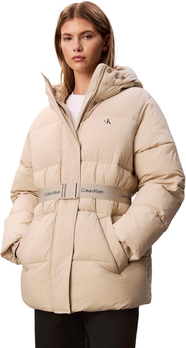 Detalle de Calvin Klein Women’s Belted Mid Weight Puffer Jacket