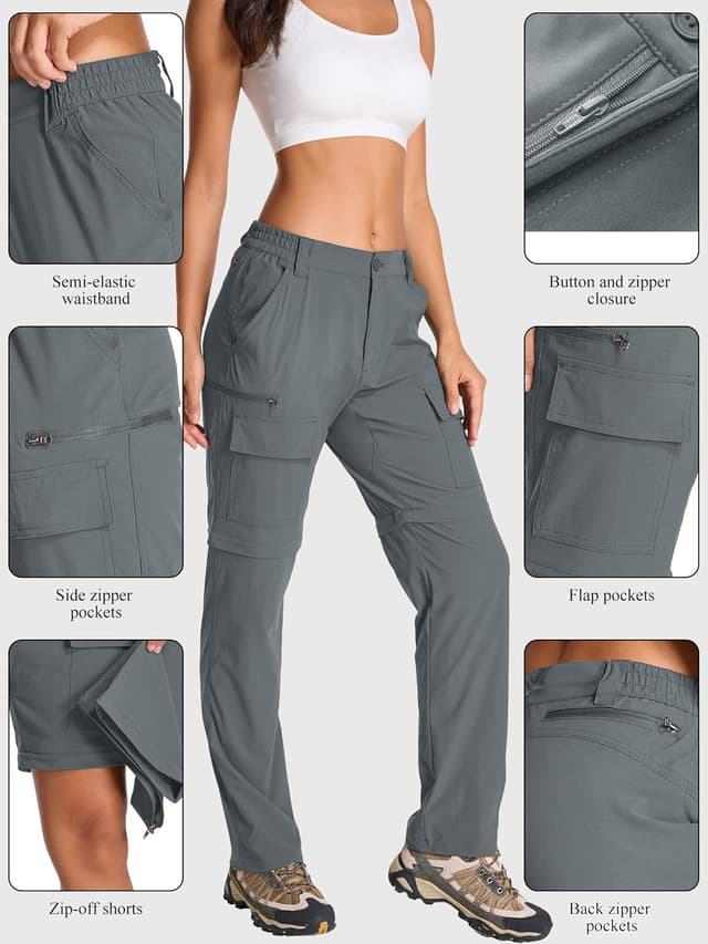 Detalle de Jogwits pantaloni da trekking da donna convertibili con zip-off, leggeri e ad asciugatura rapida