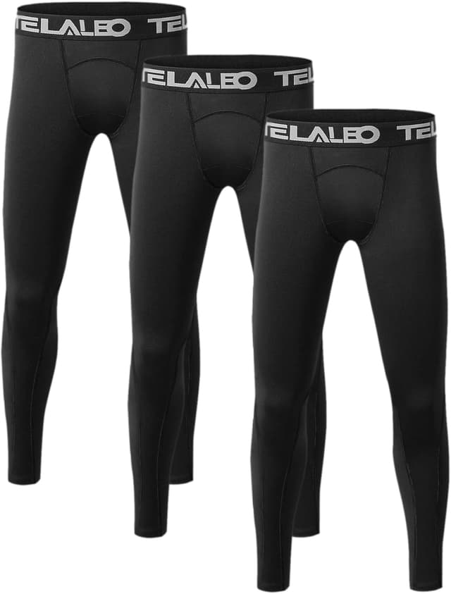 Detalle de TELALEO Boys’ Youth Compression Leggings (1/2/3/4-Pack) for Running, Hockey, Basketball & More