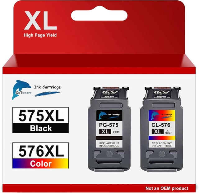 Detalle de GoToners 575 XL/576 XL Druckerpatronen kompatibel mit Canon (1 Schwarz, 1 Farbe) für PIXMA TS/TR