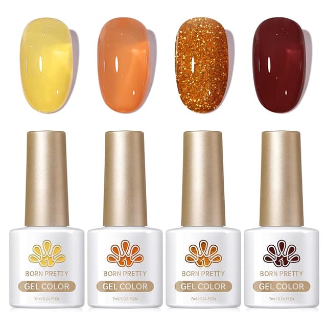 Detalle de Born Pretty Jelly Nude Rosa UV Nagellack 4er-Set 💅